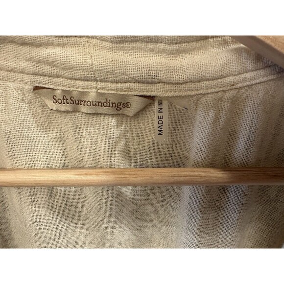 Soft Surroundings Gold Trim Boho Open Front Kimono Duster 100% Cotton One Size - Picture 3 of 9